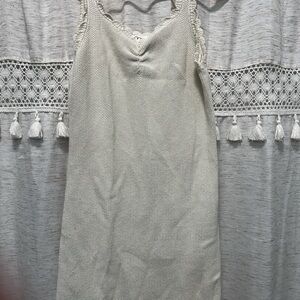 Girls Cream Knit V-Neck dress. Can be used as bathing suit cover up